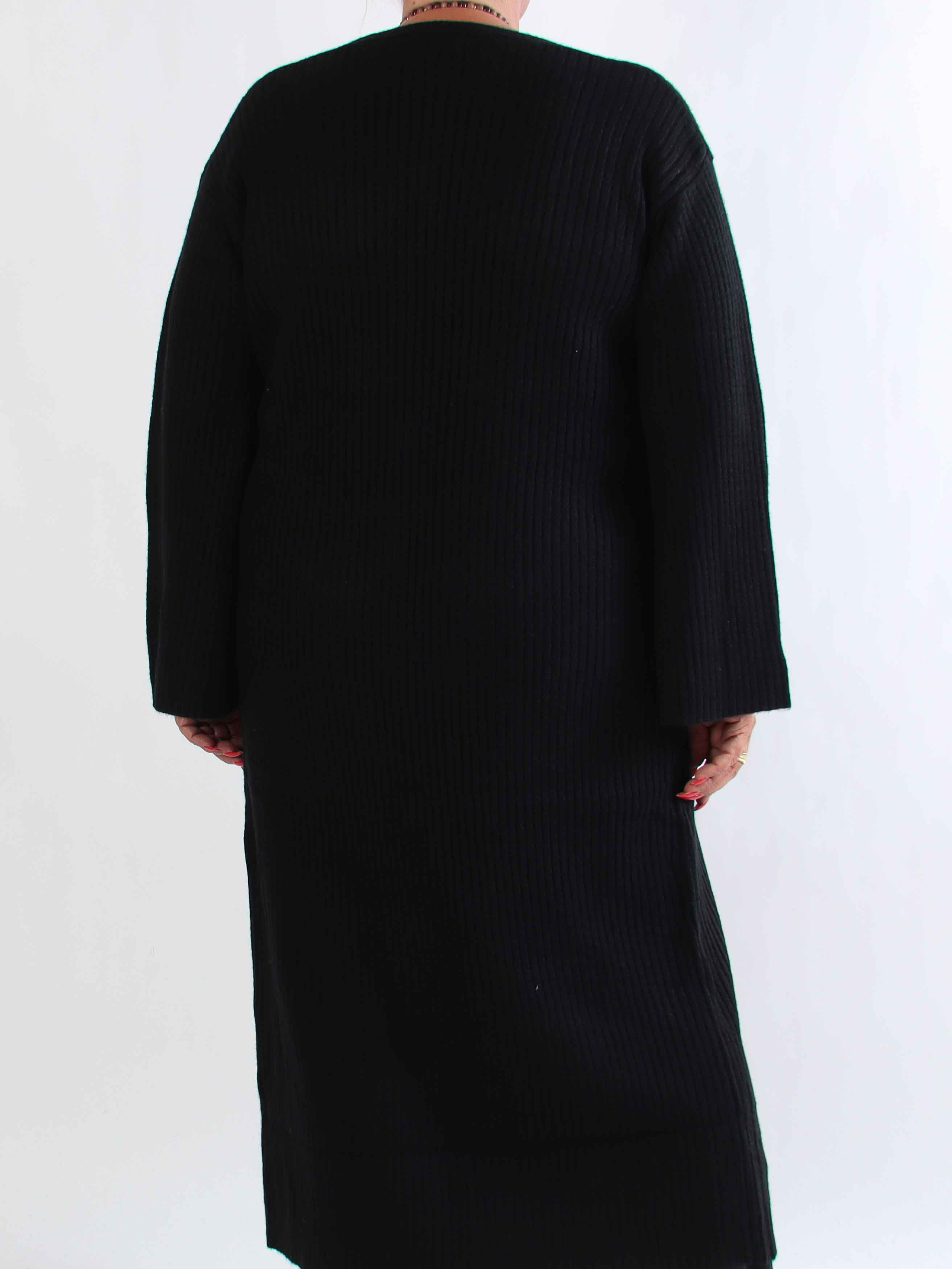 Olava - Lang blød strikcardigan med rib